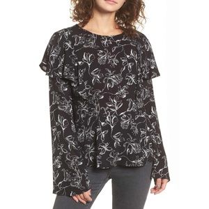 Floral print ruffle blouse